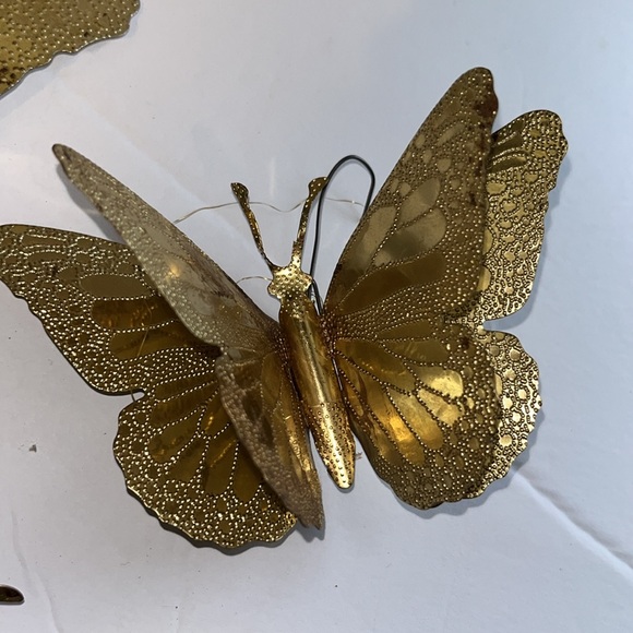 Brass Metal Butterflies Wall Decoration Set of 3 Mid Century Modern Vintage MCM - Picture 5 of 8